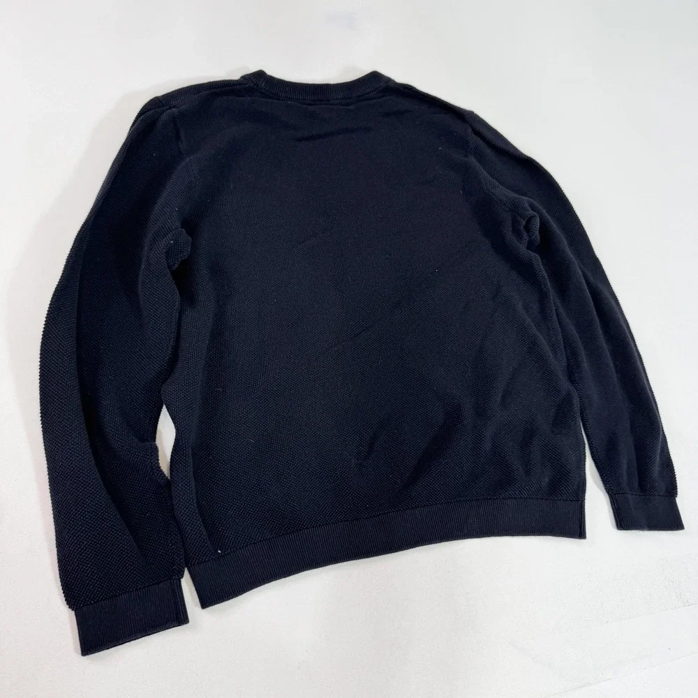 Piombo Sweater Mens Medium Black Crewneck Textured Knit Pullover Classic Casual